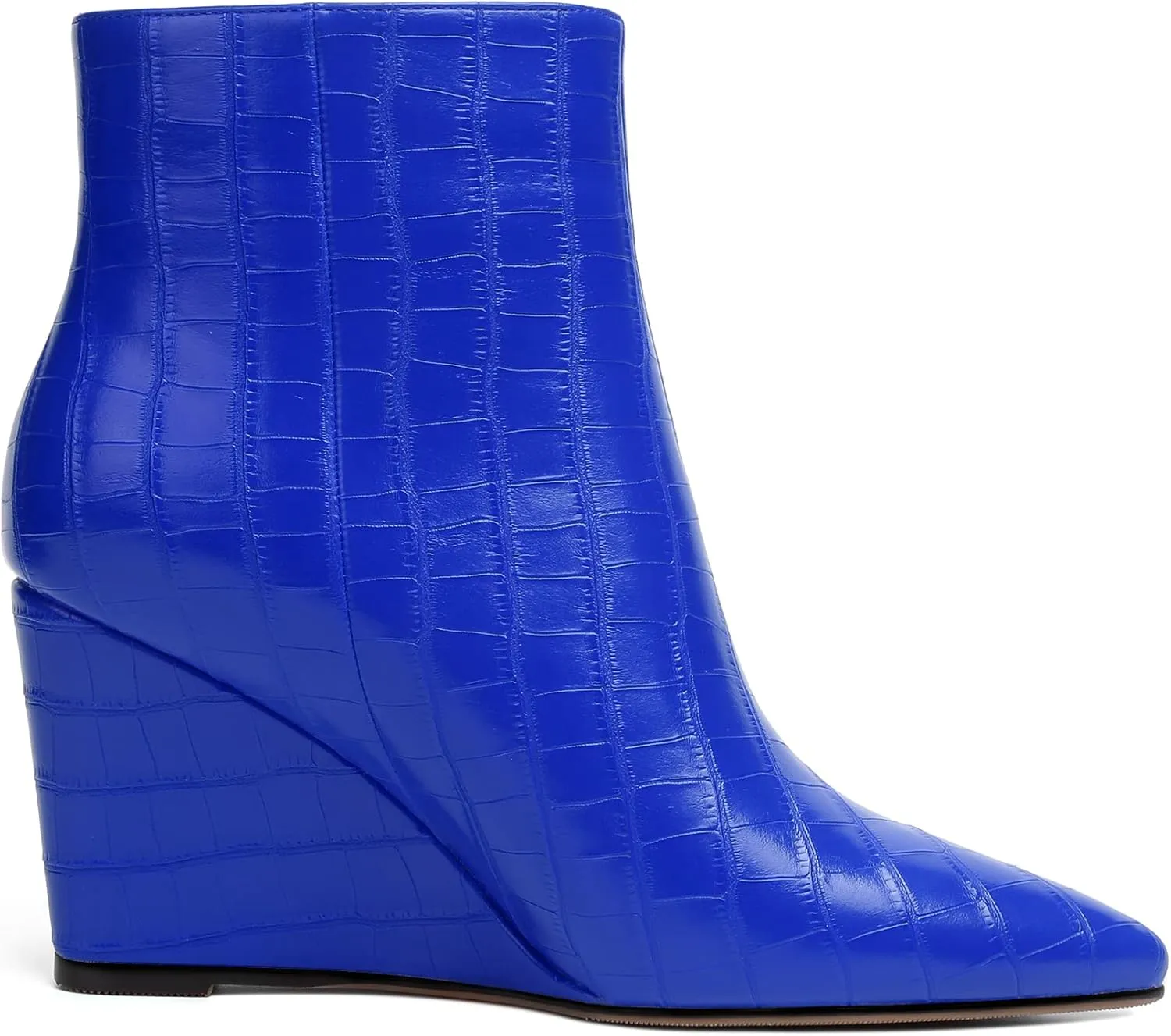 Joseywade Ankle Boots Wedge Heels for Women Pointed Toe Wedge Booties Zipper Closure with Fur 3.5 Inches Short Boots