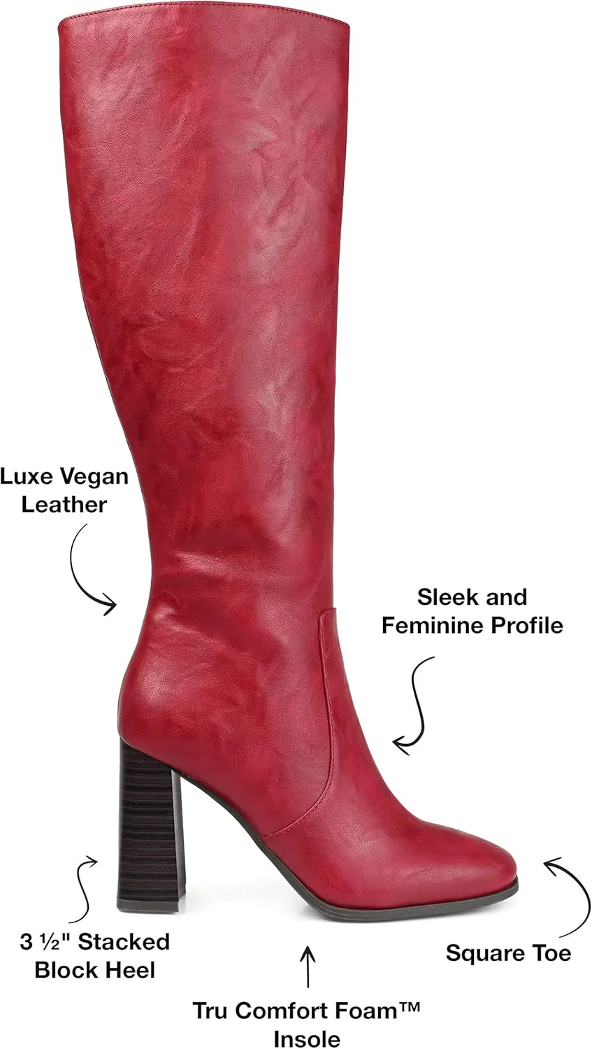 Journee Collection Womens Karima Faux Leather Square Toe Knee-High Boots