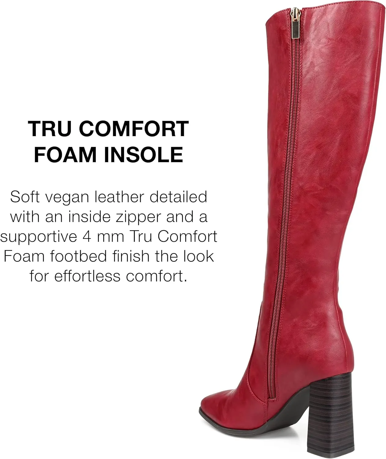 Journee Collection Womens Karima Faux Leather Square Toe Knee-High Boots