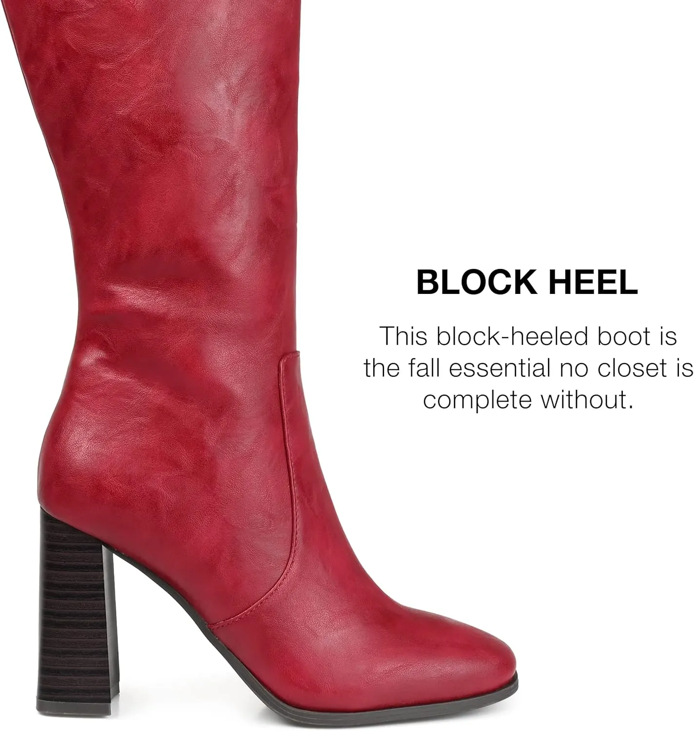 Journee Collection Womens Karima Faux Leather Square Toe Knee-High Boots