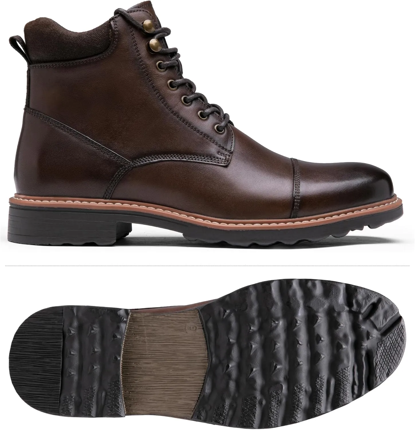Jousen Mens Chukka Boots Leather Dress Boots for Men Retro Ankle Boots Mens High Top Boots