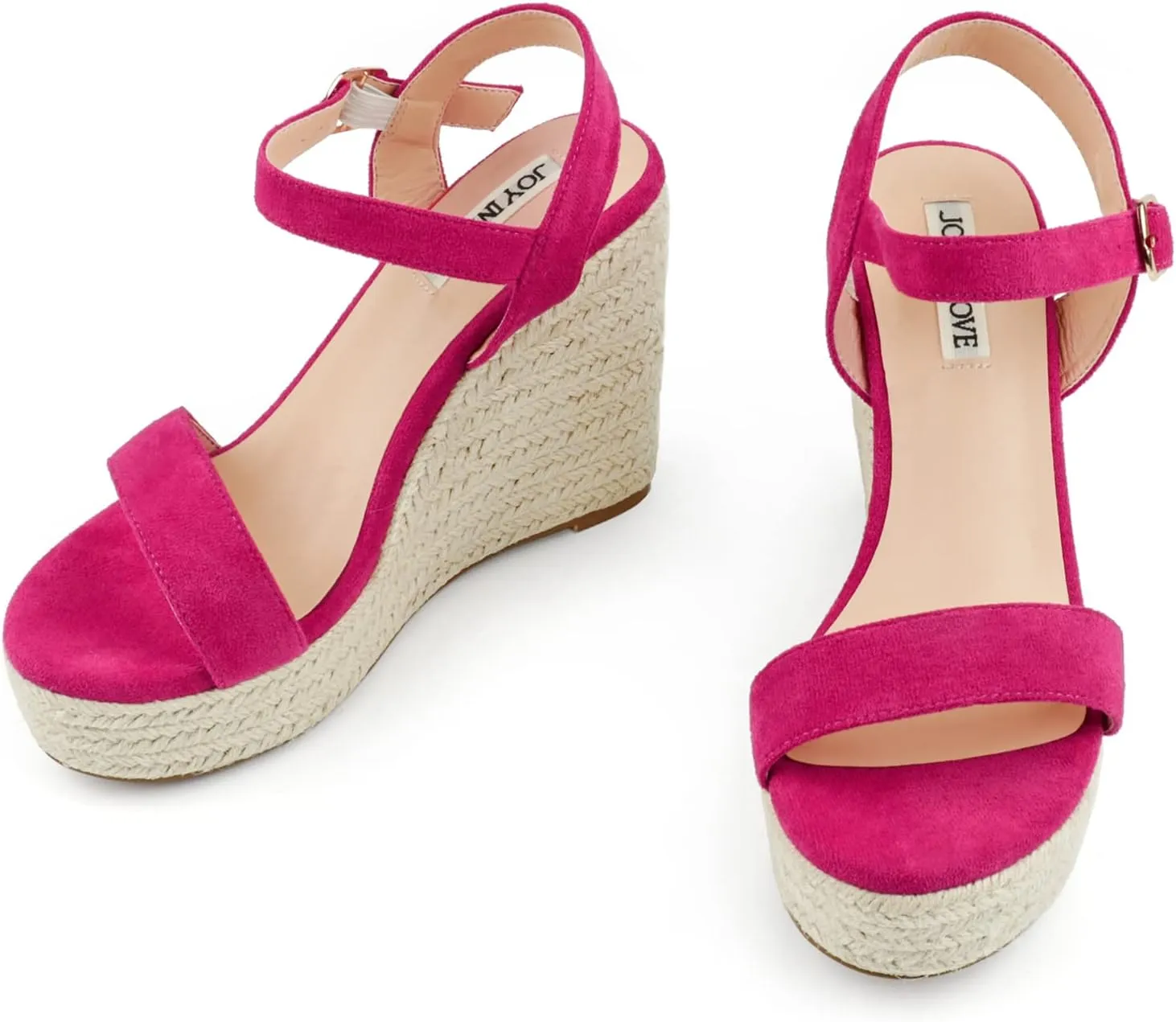 JOY IN LOVE Womens Espadrilles Wedge Sandals Platform Heels Ankle Strap Open Toe Buckle Sandals