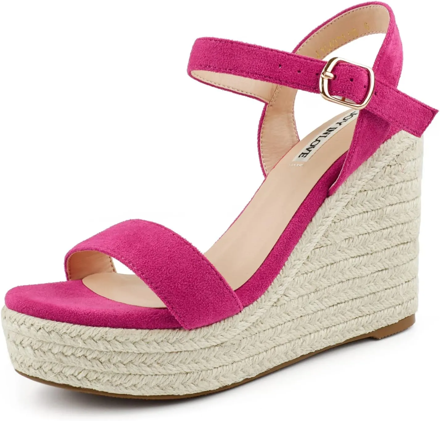 JOY IN LOVE Womens Espadrilles Wedge Sandals Platform Heels Ankle Strap Open Toe Buckle Sandals