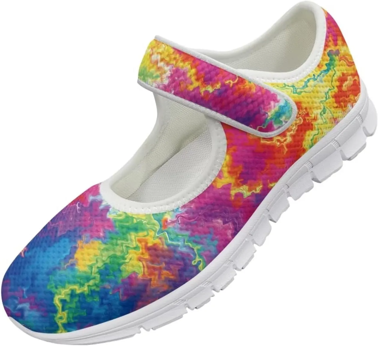 JoyLamoria Rainbow LGBT Walking Shoes Y2K Leopard Flats Arch Support Travel Working Nurse Shoes Light Wight Diabetic Shoes