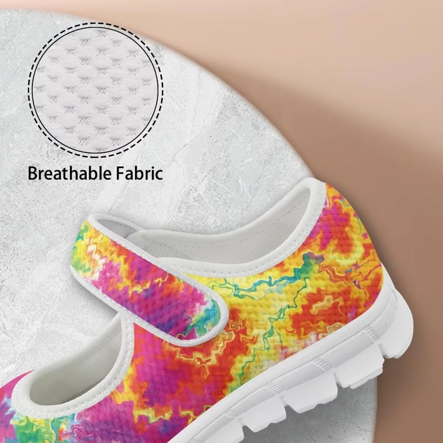 JoyLamoria Rainbow LGBT Walking Shoes Y2K Leopard Flats Arch Support Travel Working Nurse Shoes Light Wight Diabetic Shoes