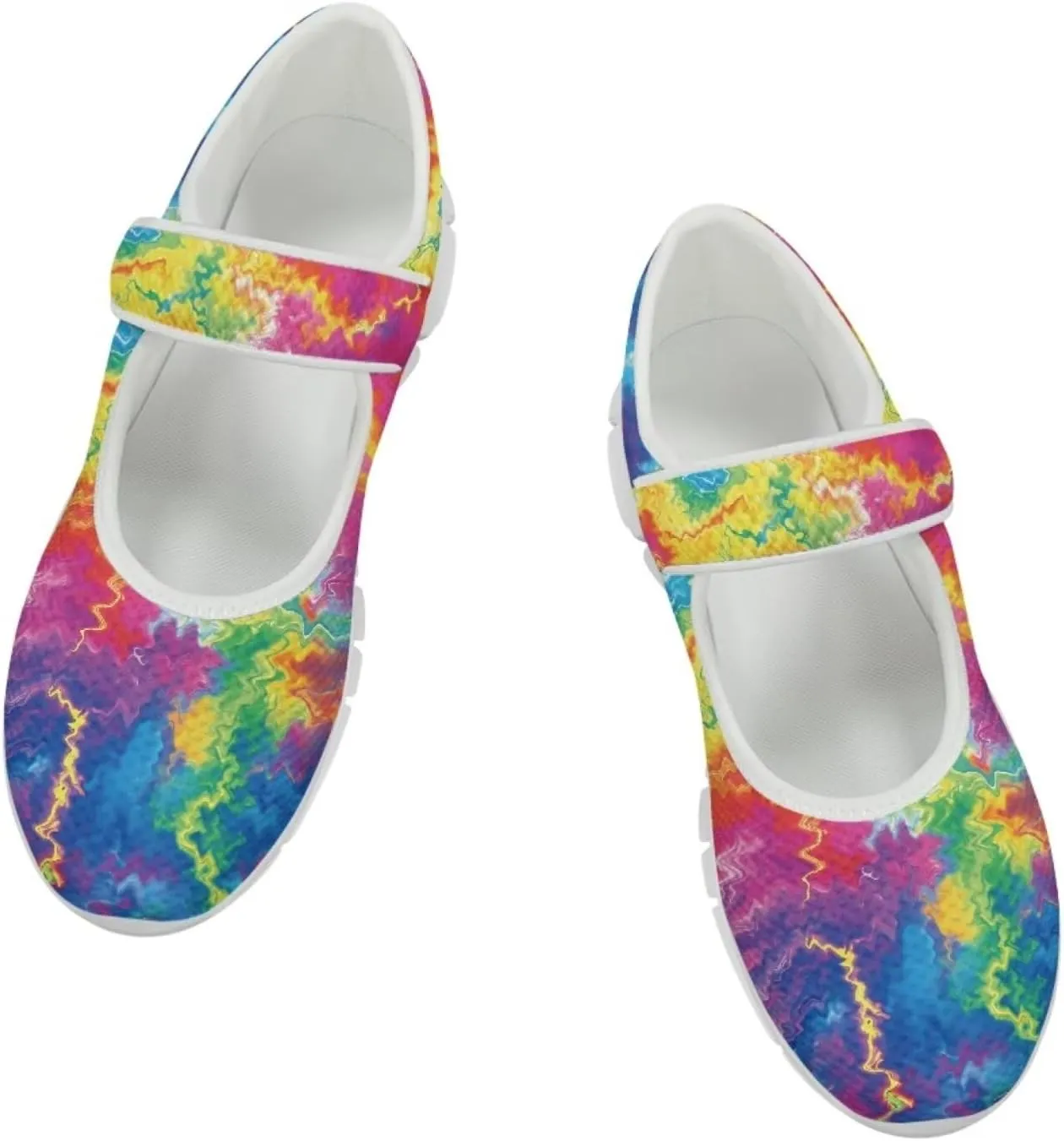 JoyLamoria Rainbow LGBT Walking Shoes Y2K Leopard Flats Arch Support Travel Working Nurse Shoes Light Wight Diabetic Shoes