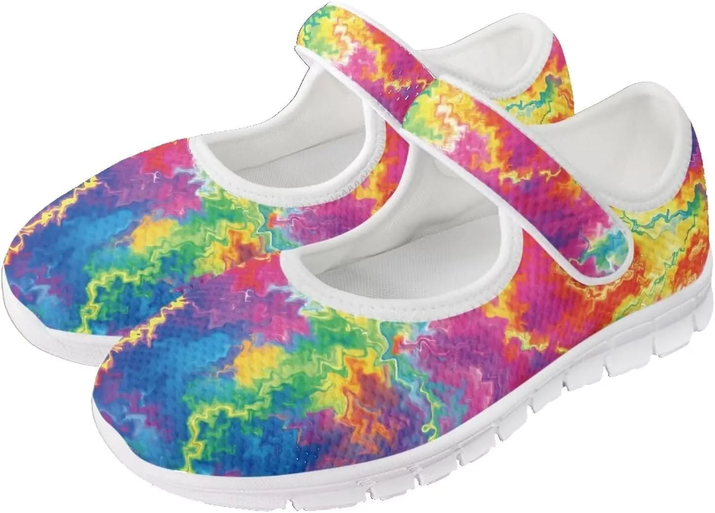 JoyLamoria Rainbow LGBT Walking Shoes Y2K Leopard Flats Arch Support Travel Working Nurse Shoes Light Wight Diabetic Shoes