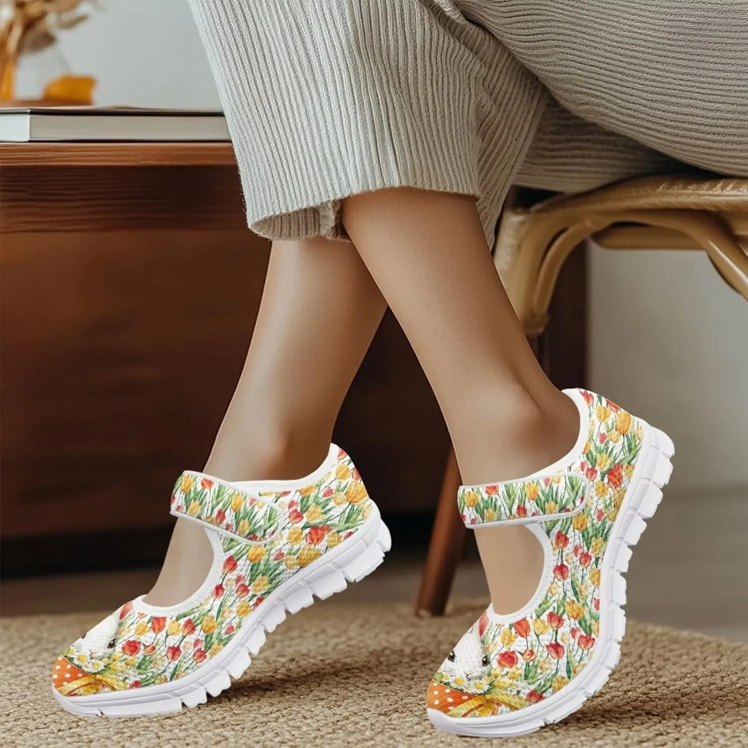JoyLamoria Rainbow LGBT Walking Shoes Y2K Leopard Flats Arch Support Travel Working Nurse Shoes Light Wight Diabetic Shoes