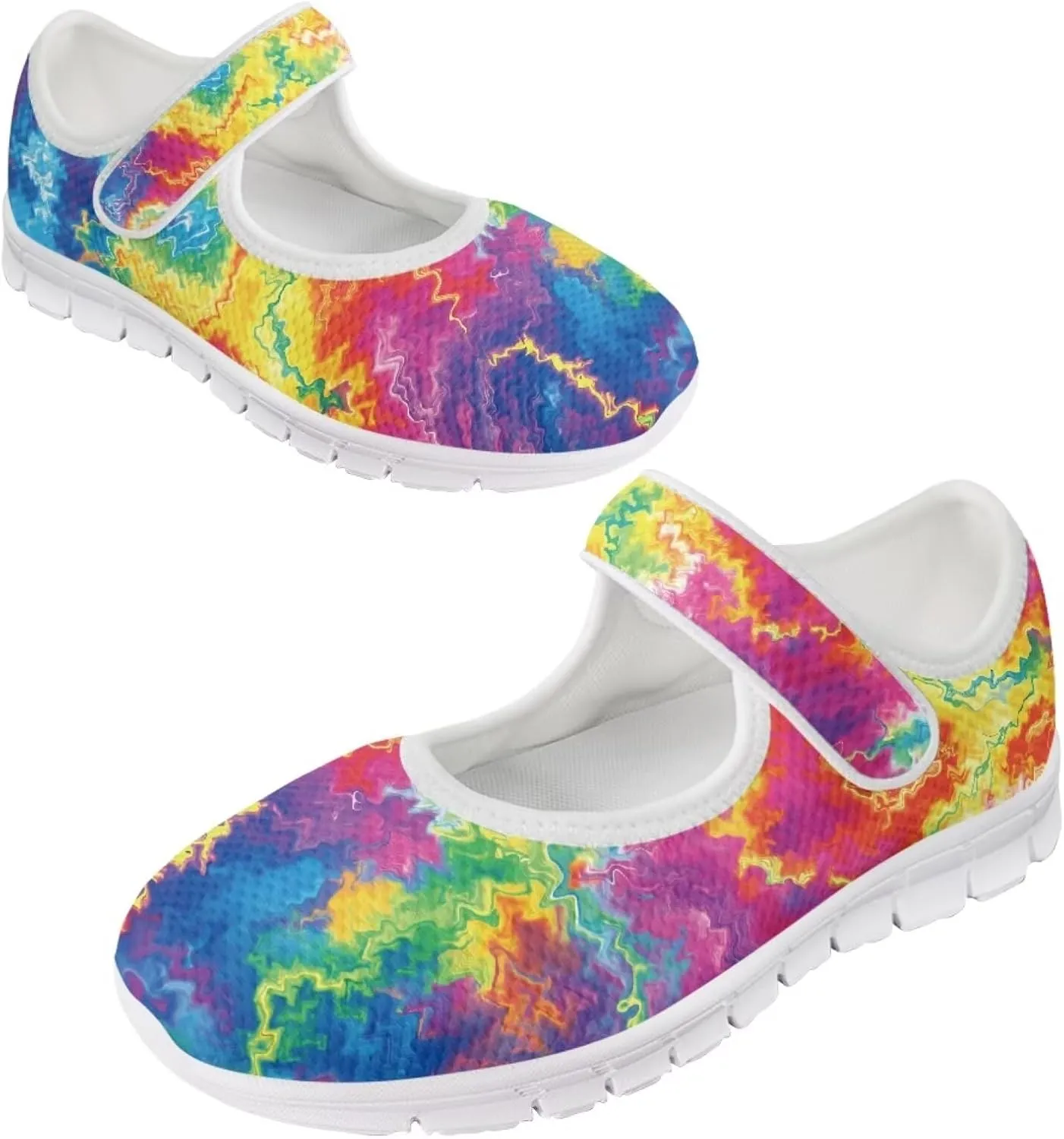 JoyLamoria Rainbow LGBT Walking Shoes Y2K Leopard Flats Arch Support Travel Working Nurse Shoes Light Wight Diabetic Shoes