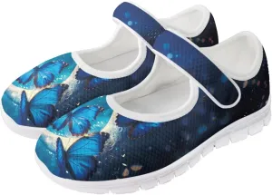 JoyLamoria Women’s Mary Jane Flats,Slip on Walking Shoes Comfort Travel Flats Adjustable Barefoot Shoes,Boho Dragonfly
