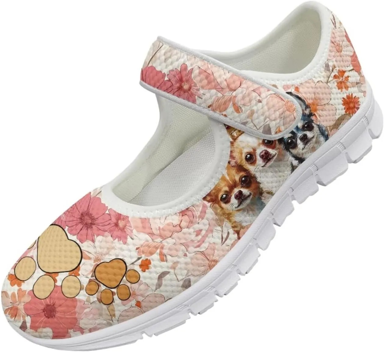 JoyLamoria Womens Slip on Fashion Mary Jane Shoes Retro Mushroom Painted Flats Causal Road Walking Shoes Non Slip Platform