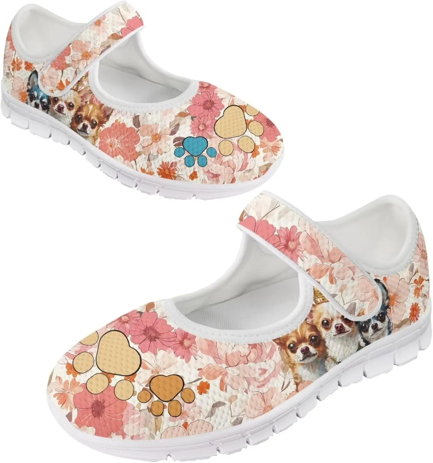 JoyLamoria Womens Slip on Fashion Mary Jane Shoes Retro Mushroom Painted Flats Causal Road Walking Shoes Non Slip Platform