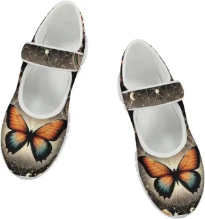 JoyLamoria Womens Slip on Fashion Mary Jane Shoes Retro Mushroom Painted Flats Causal Road Walking Shoes Non Slip Platform