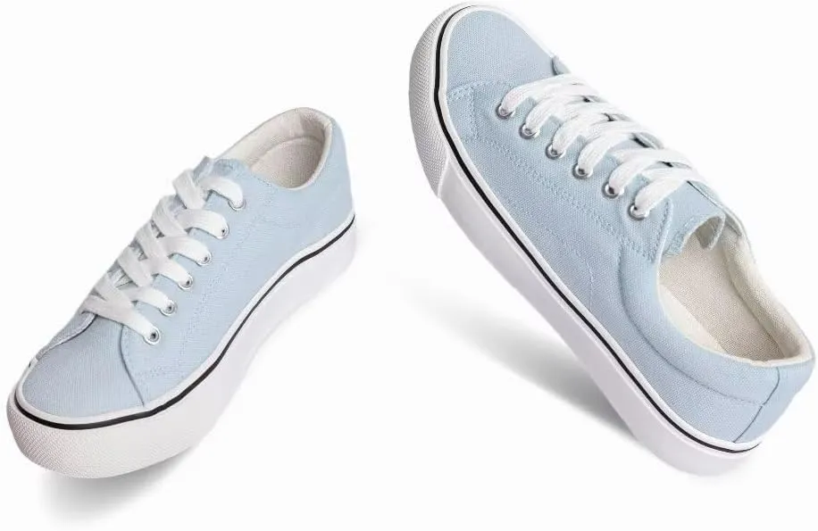 JUDIS Women's Lace Up Low Top Canvas Shoes Fashion Casual Sneakers