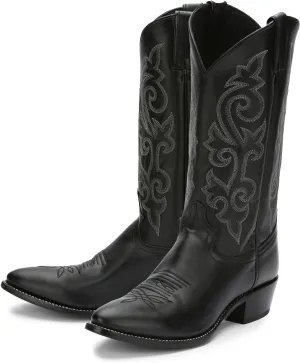 Justin Buck 13" Cowboy Boots for Men - Durable Premium Full-Grain Leather Round Toe Western Boots Build with Cushioned Insole & Full Welt Construction, Black - 11.5 E