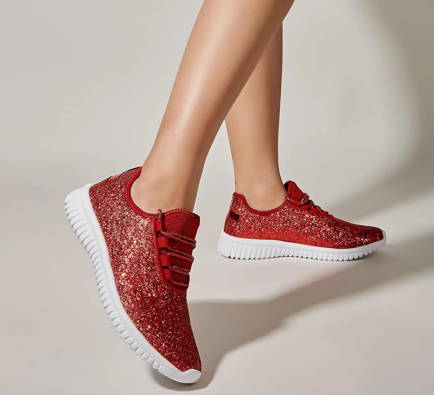 K KIP WOK Fashion Glitter Sneakers for Womens Silp On Running Shoes Lightweigt Tennis Walking Sneakers