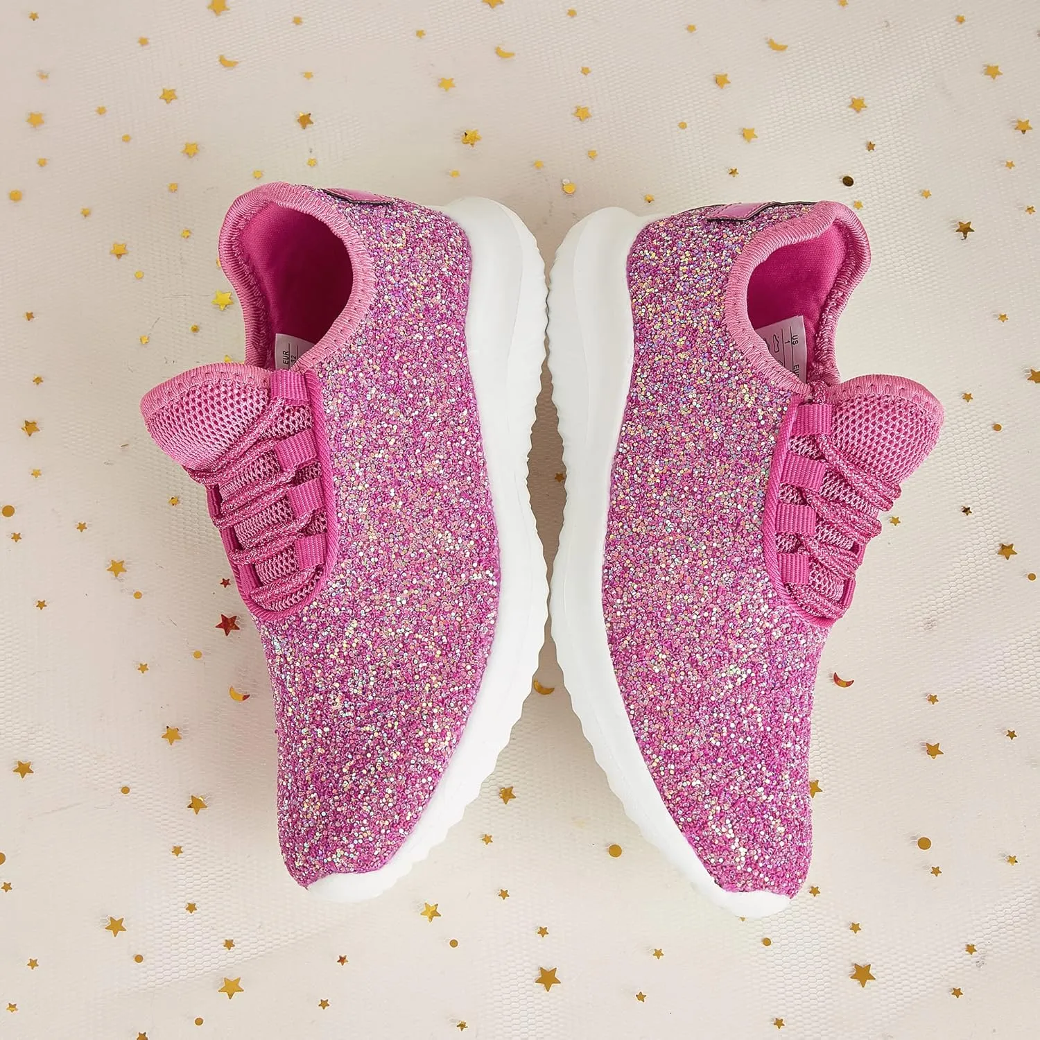 K KIP WOK Girls Glitter Sneakers Sparkle Slip On Walking Shoes for Kids/Children Breathable Running Sneakers