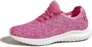 K KIP WOK Girls Glitter Sneakers Sparkle Slip On Walking Shoes for Kids/Children Breathable Running Sneakers