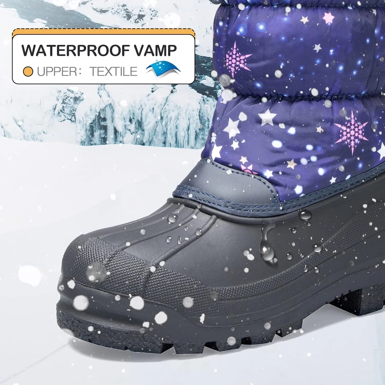 K KomForme Snow Boots for Boys & Girls Warm Waterproof Slip Resistant Winter Shoes (Toddler/Little Kid/Big Kid)