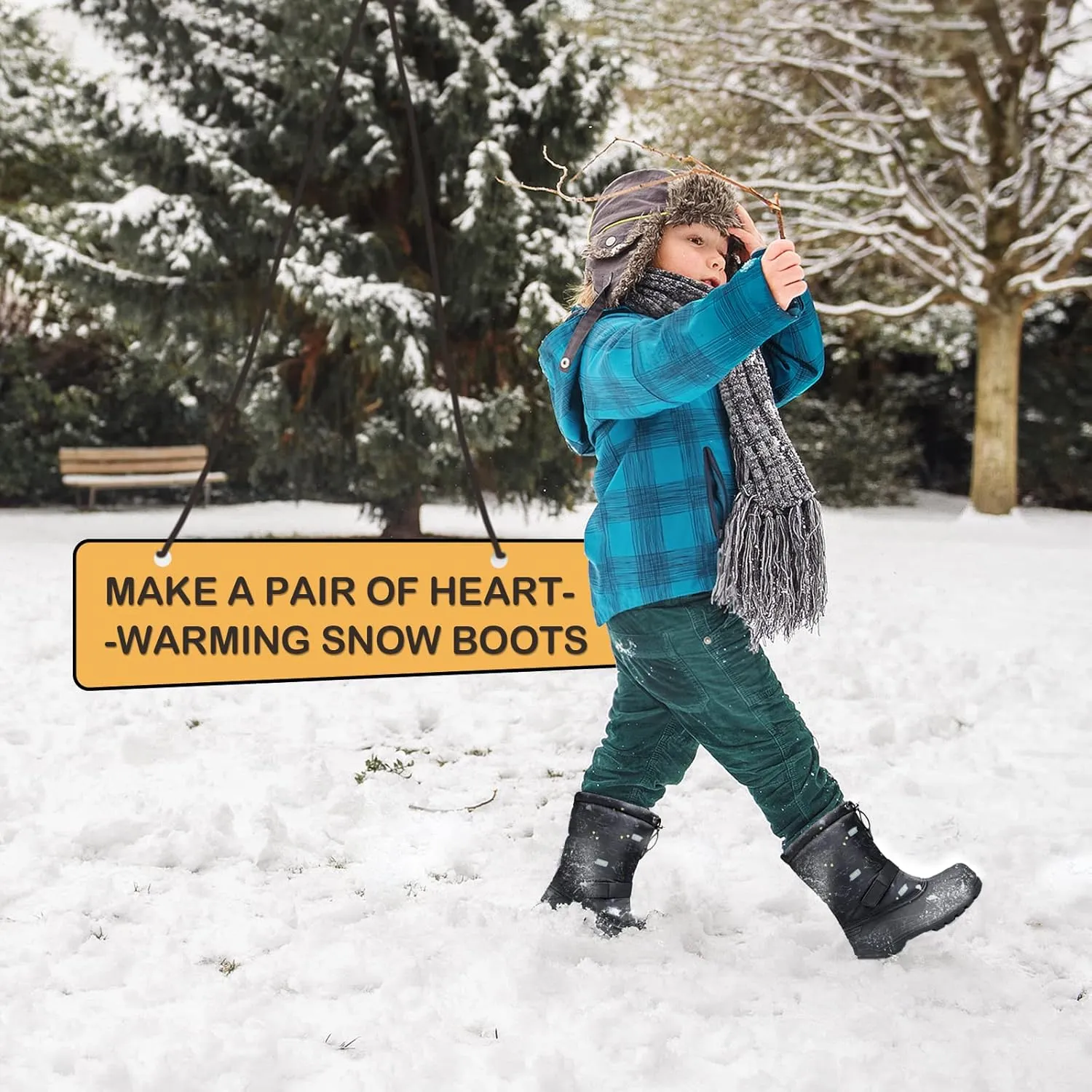 K KomForme Snow Boots for Boys & Girls Warm Waterproof Slip Resistant Winter Shoes (Toddler/Little Kid/Big Kid)
