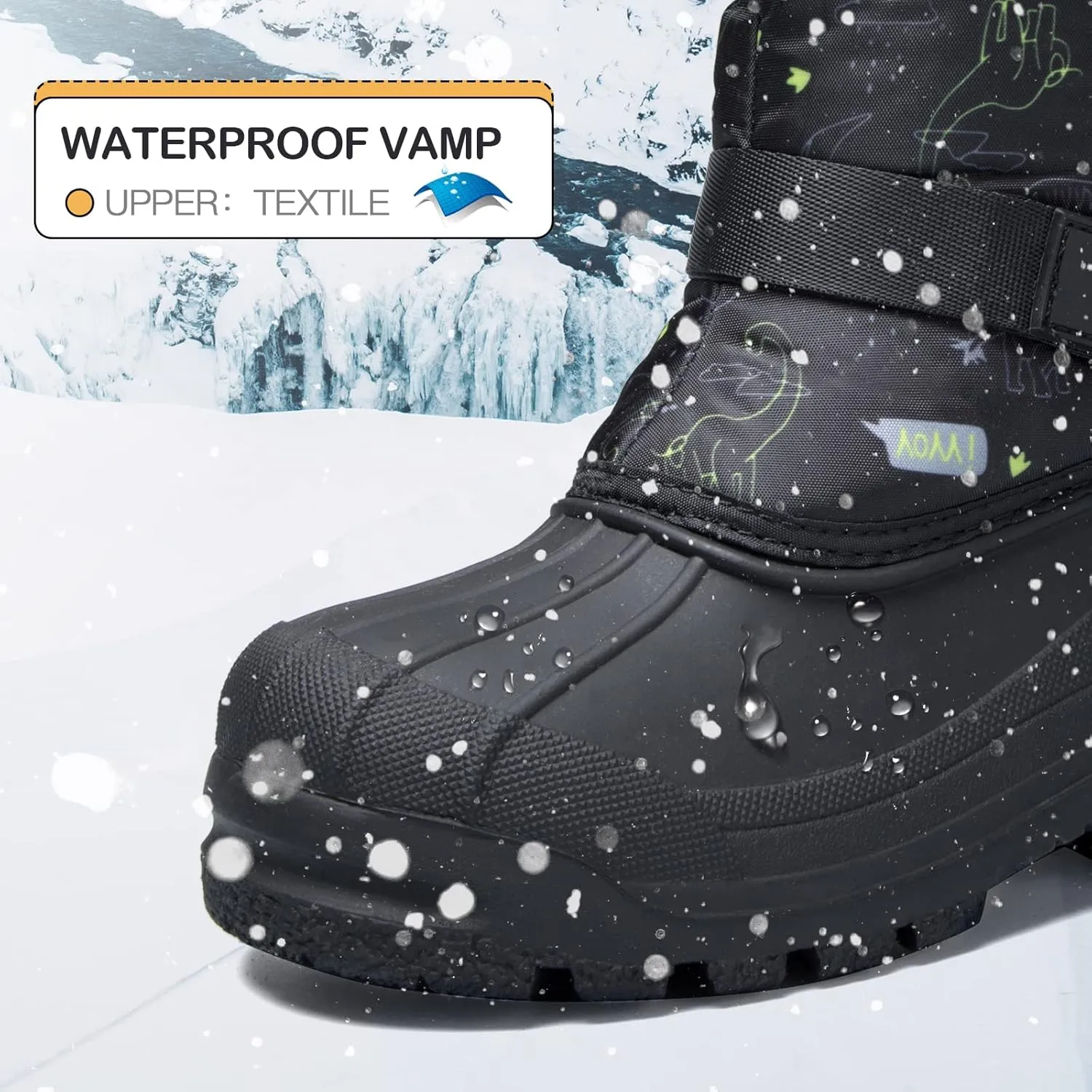 K KomForme Snow Boots for Boys & Girls Warm Waterproof Slip Resistant Winter Shoes (Toddler/Little Kid/Big Kid)