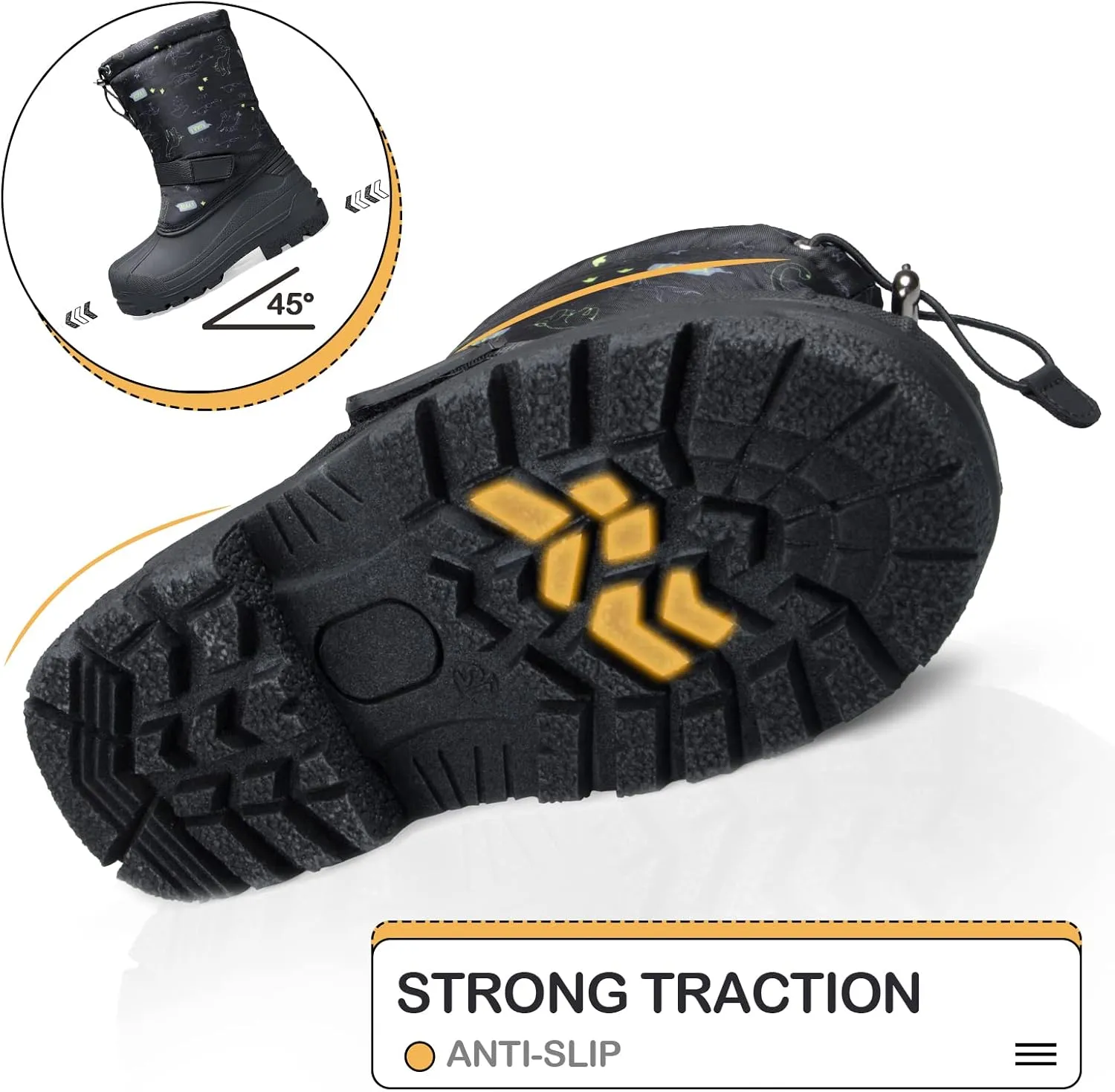 K KomForme Snow Boots for Boys & Girls Warm Waterproof Slip Resistant Winter Shoes (Toddler/Little Kid/Big Kid)