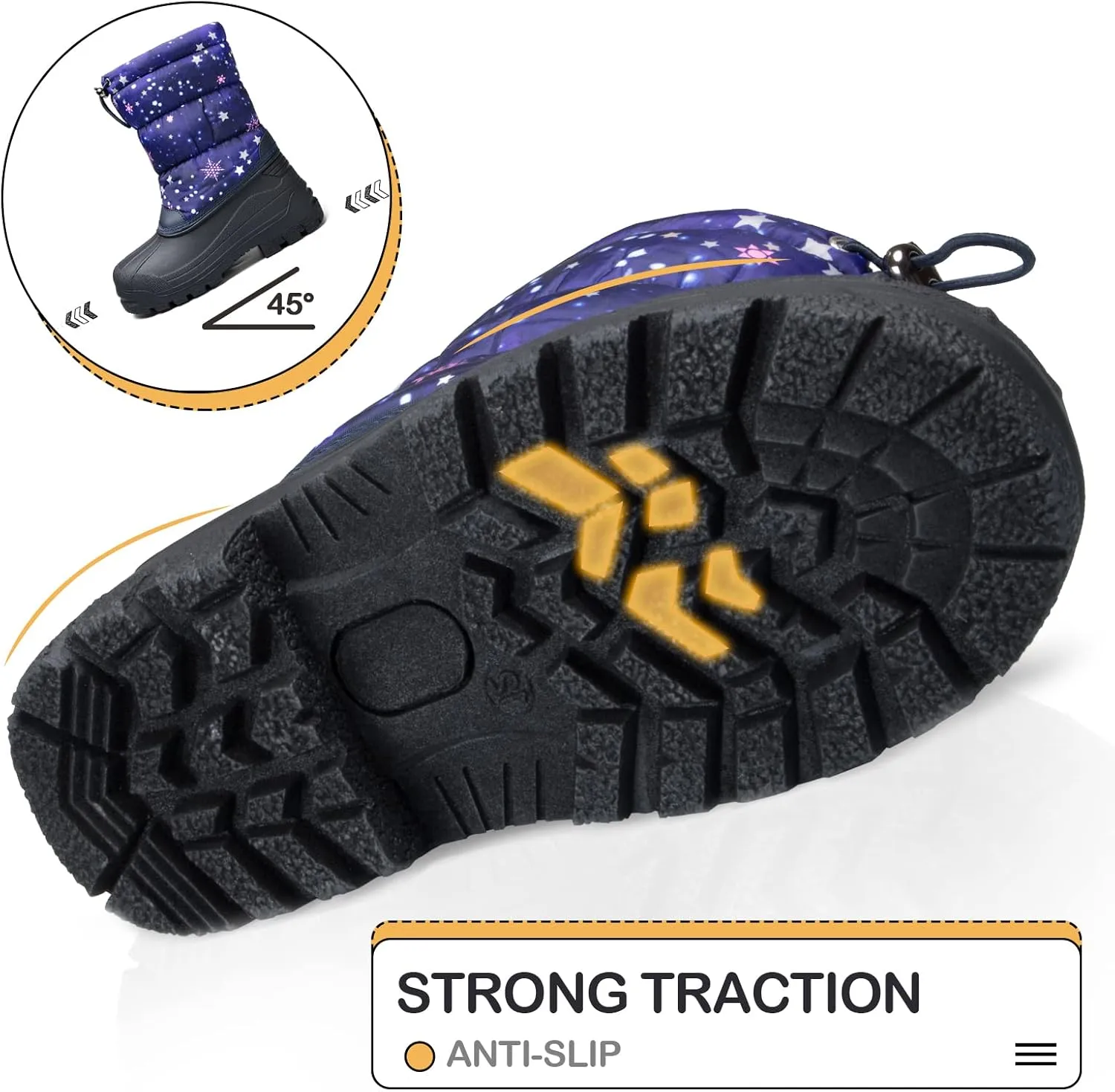 K KomForme Snow Boots for Boys & Girls Warm Waterproof Slip Resistant Winter Shoes (Toddler/Little Kid/Big Kid)