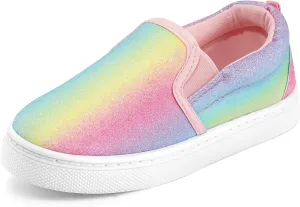 K KomForme Toddler Girls Boys Shoes Little Kids Slip on Canvas Sneakers for Running/Walking