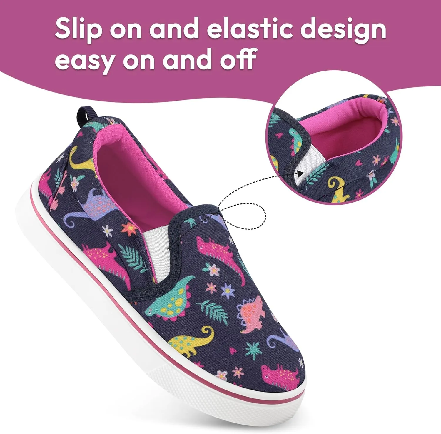 K KomForme Toddler Girls Boys Shoes Little Kids Slip on Canvas Sneakers for Running/Walking