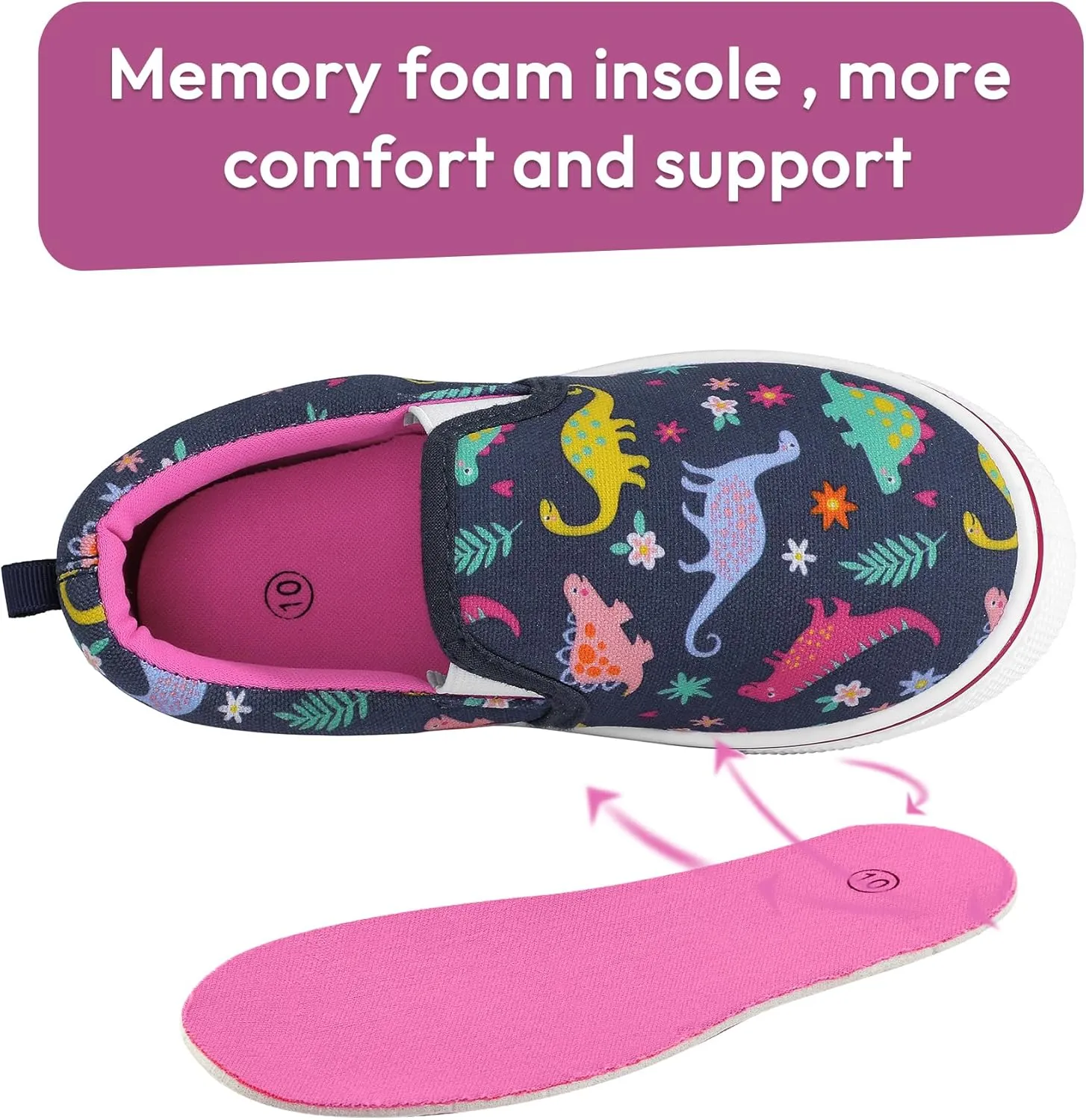 K KomForme Toddler Girls Boys Shoes Little Kids Slip on Canvas Sneakers for Running/Walking