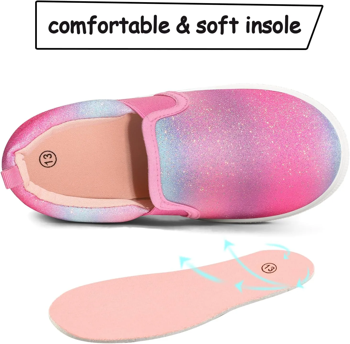 K KomForme Toddler Sneakers for Girls Boys Slip On Canvas Walking Shoes