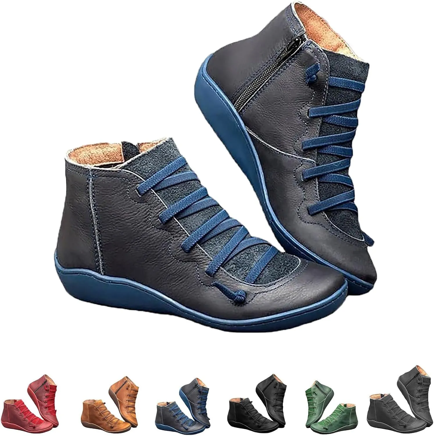 Keilani Women's Vintage Ankle Boots, Keilani Boots, Libiyi Vintage Ankle Boots, Slip on Arch Support Fashion Braided