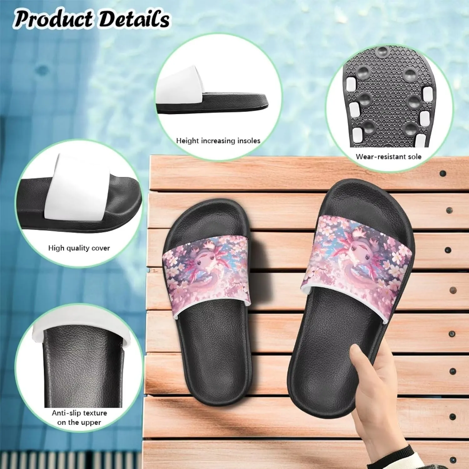 Kid Girls Slides Sandals For Kid Child Slippers Lightweight Non-slip Open Toe Comfy Shower Beach Funny Slide Sandals