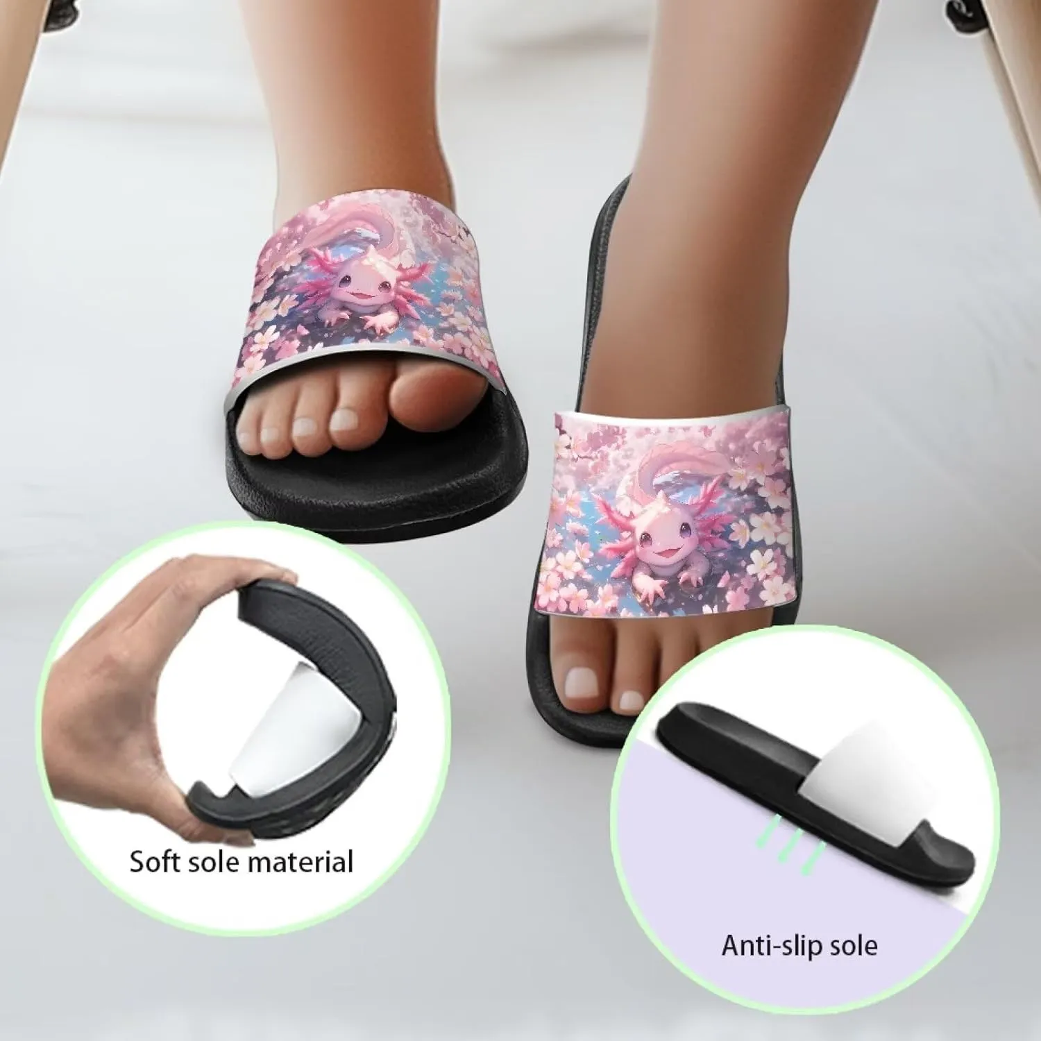 Kid Girls Slides Sandals For Kid Child Slippers Lightweight Non-slip Open Toe Comfy Shower Beach Funny Slide Sandals