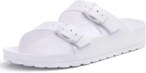 KIDMI Women's Comfortable EVA Sandals with Medium Arch Support, Adjustable Buckle Summer Beach Slide Sandal, White EU 40