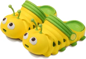 Kids Cute Caterpillar Clogs Garden Shoes Boys Girls Non-Slip Soft EVA Slides Slippers Indoor Outdoor Waterproof Children Water Shower Beach Pool Sandals, Yellow, 7-7.5 Toddler