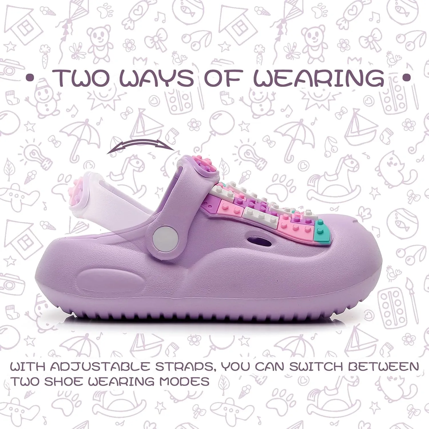 Kids Girls Boys Clogs Garden Shoes Slides Sandals Children Water Shower Beach Pool Slippers Indoor Outdoor Non-Slip Sole