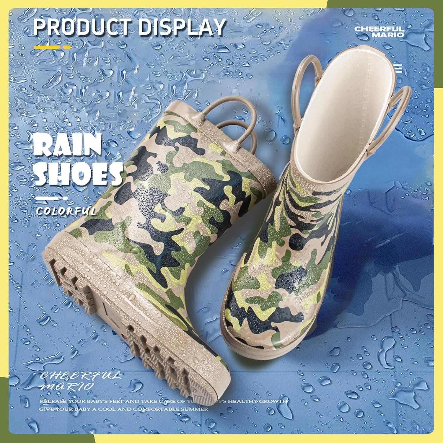 Kids Rain Boots with Cotton Lining, Rubber Construction, Prints for Comfort and Style