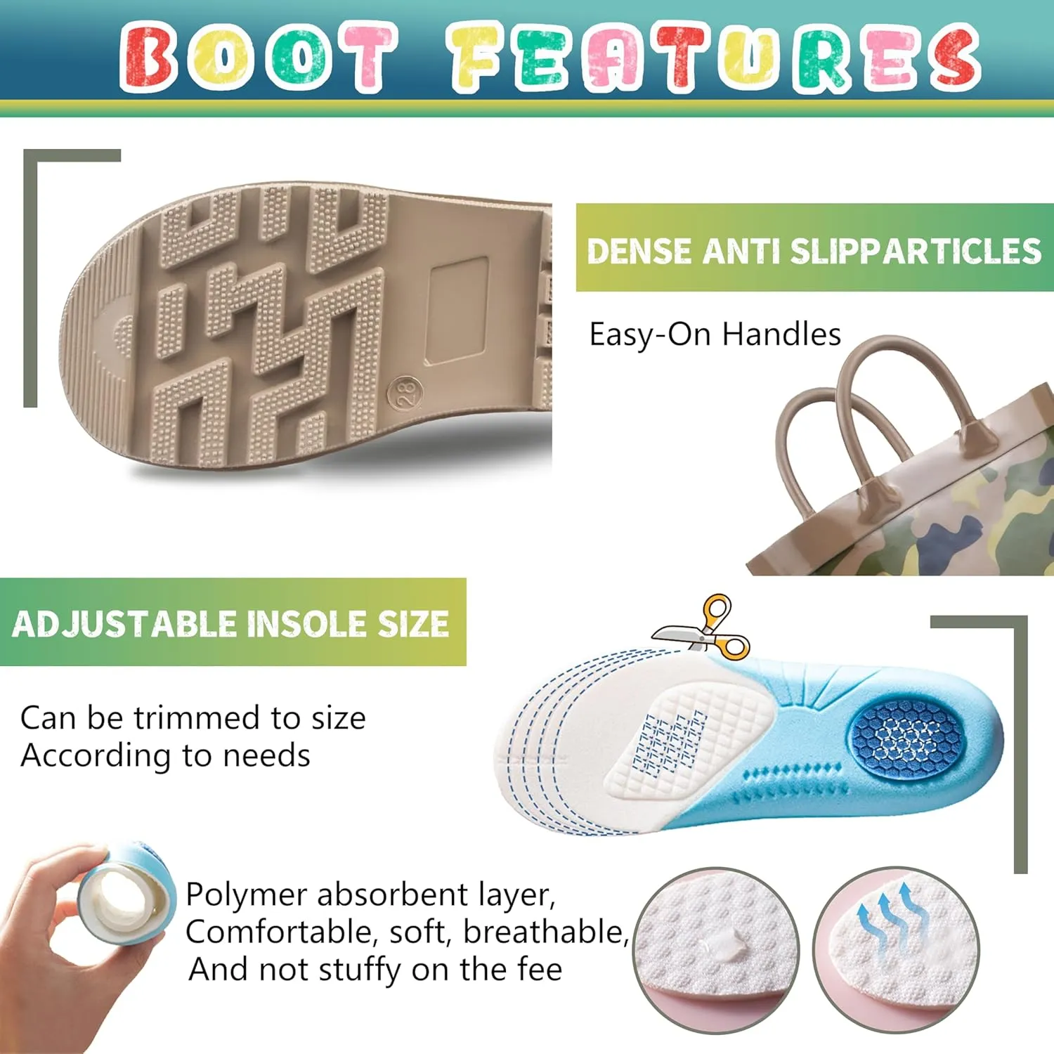 Kids Rain Boots with Cotton Lining, Rubber Construction, Prints for Comfort and Style