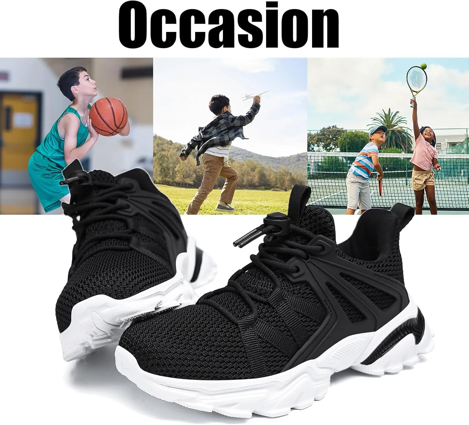 Kids Running Shoes for Boys Girls Sneakers, Kids Tennis Shoes Lightweight Breathable Athletic School Students Casual