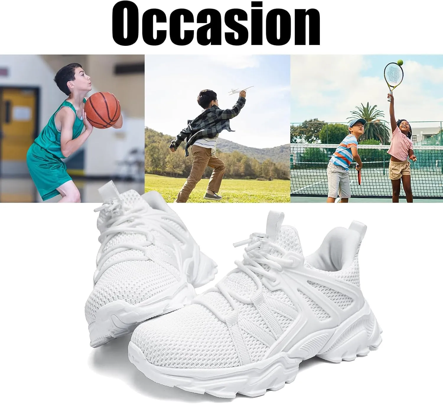 Kids Running Shoes for Boys Girls Sneakers, Kids Tennis Shoes Lightweight Breathable Athletic School Students Casual