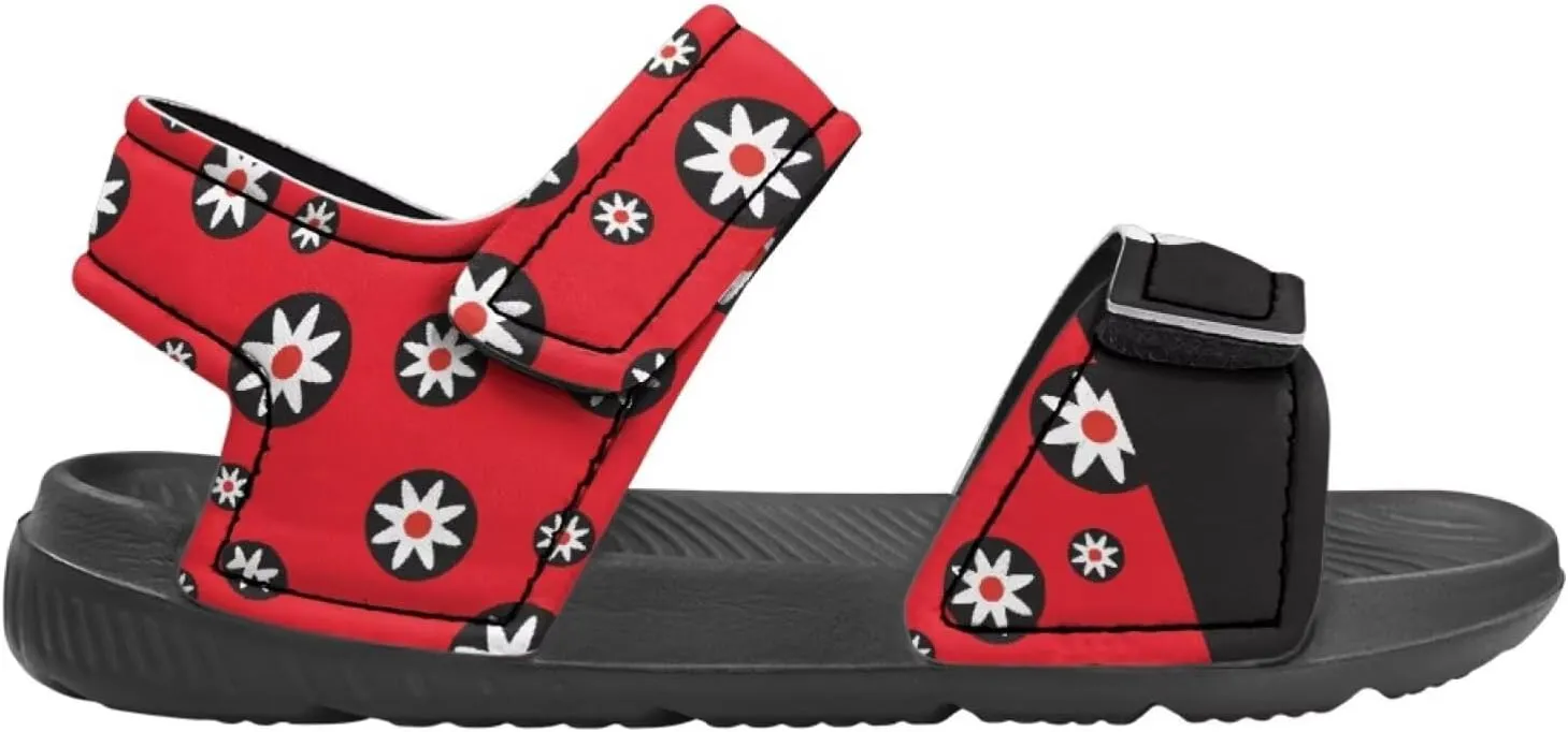 Kids Sandals Dragon Print Summer Sport Hiking Sandals Leather Beach Water Shoes for Boys Girls