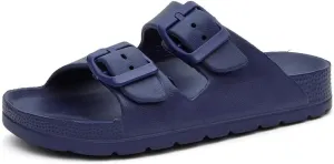 Kids Slides Sandals for Boys Girls Toddler Double Buckle Adjustable Flat Sandals Beach Pool Shower Shoes