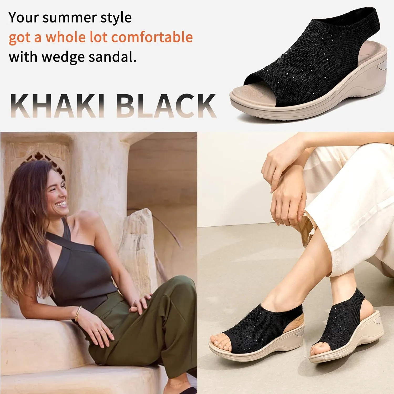 KOIMED Women's Comfortable Platform Walking Sandals With Memory Foam Open Toe Lightweight Breathable Soft Mesh Washable For Summer Travel Casual Beach Outdoor Sport