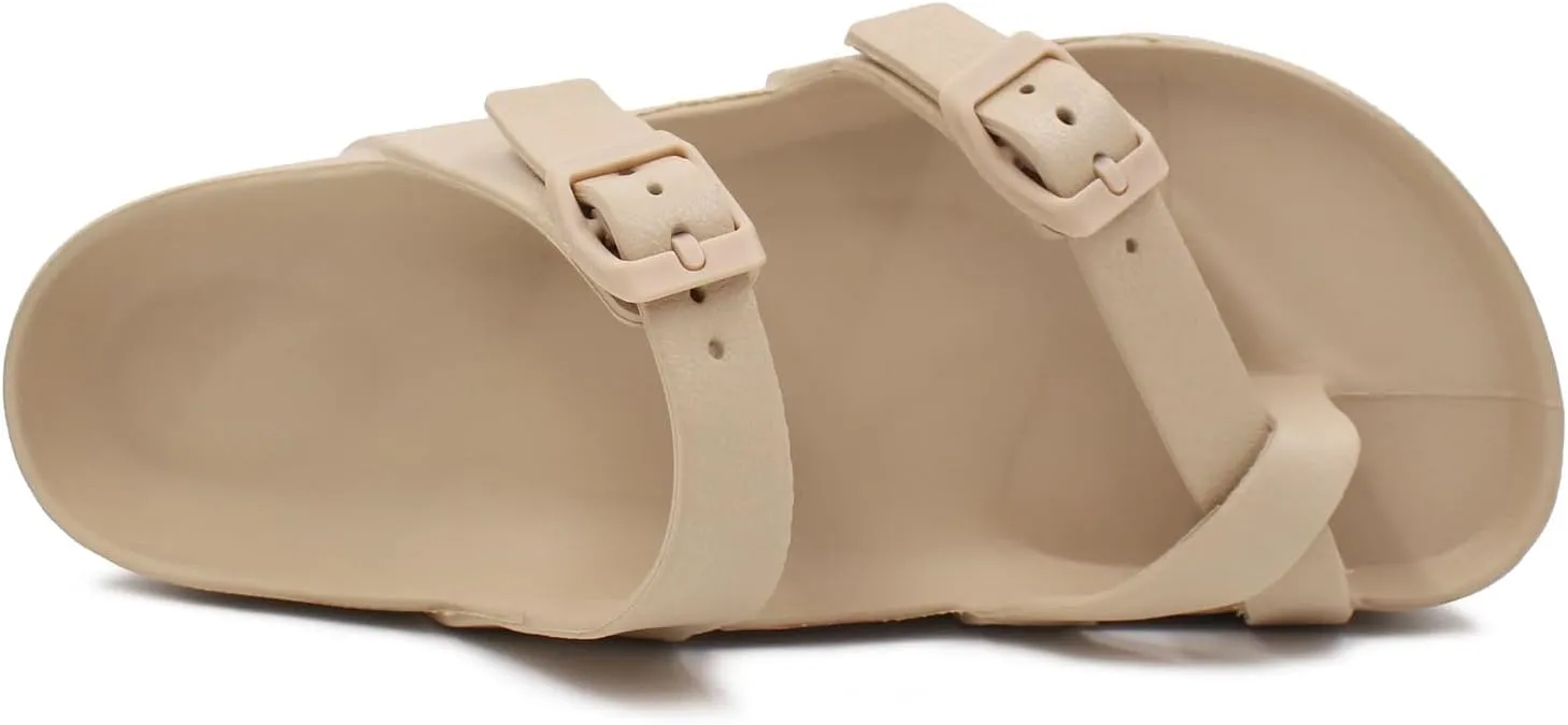 L LOUBIT Women's Platform Sandals with Arch Support Comfortable Adjustable Buckle Slides Lightweight Summer Beach Slippers Non-Slip Shower Shoes