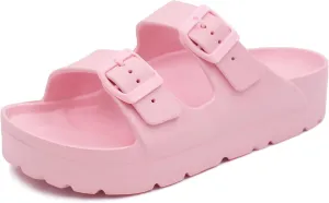 L LOUBIT Women's Platform Sandals with Arch Support Pillow Soft Adjustable Buckle Slides Lightweight Non-Slip Summer Beach Shoes