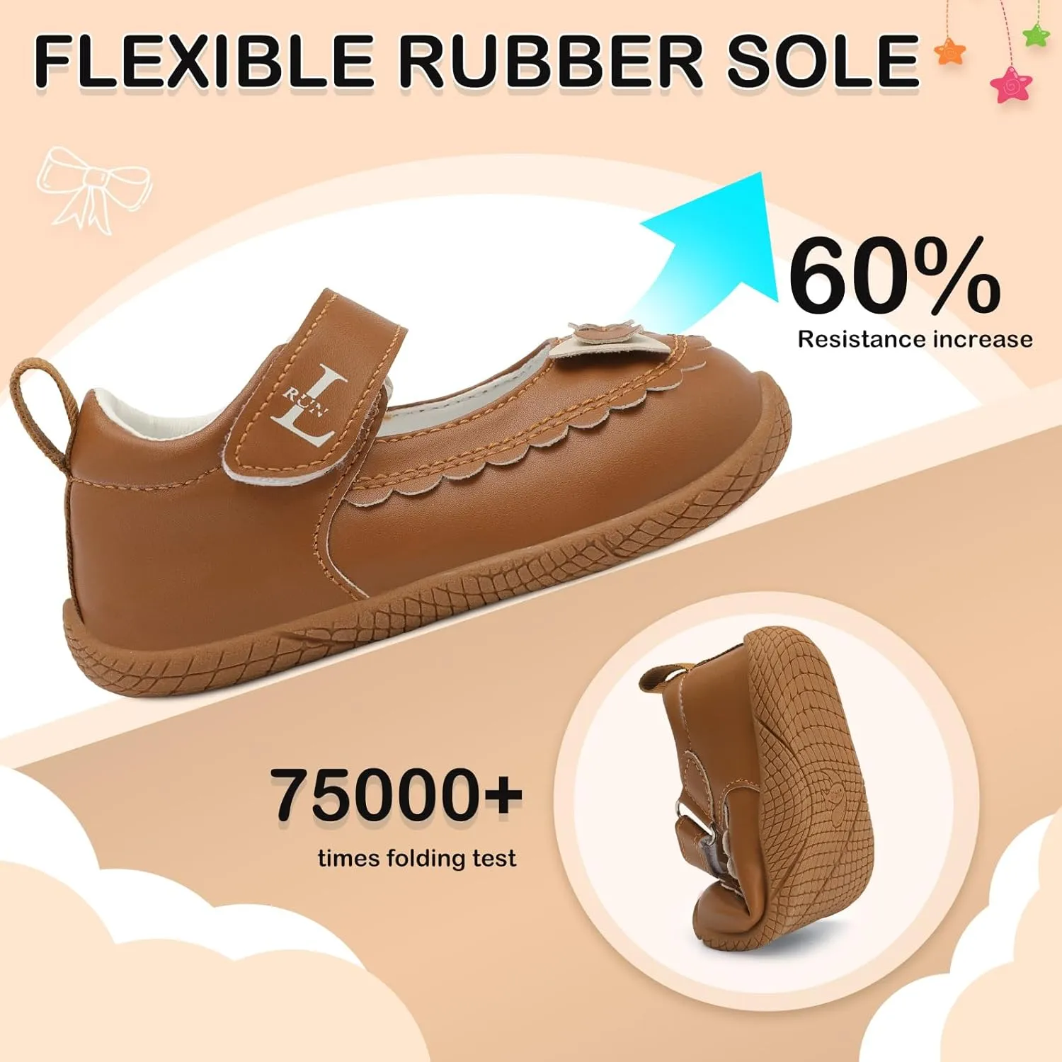 L-RUN Toddler Girl Mary Jane Dress Shoes Little Girls Uniform School Shoes Non-Slip Ballet Flats Flower Girls Shoes for Wedding Party Concert