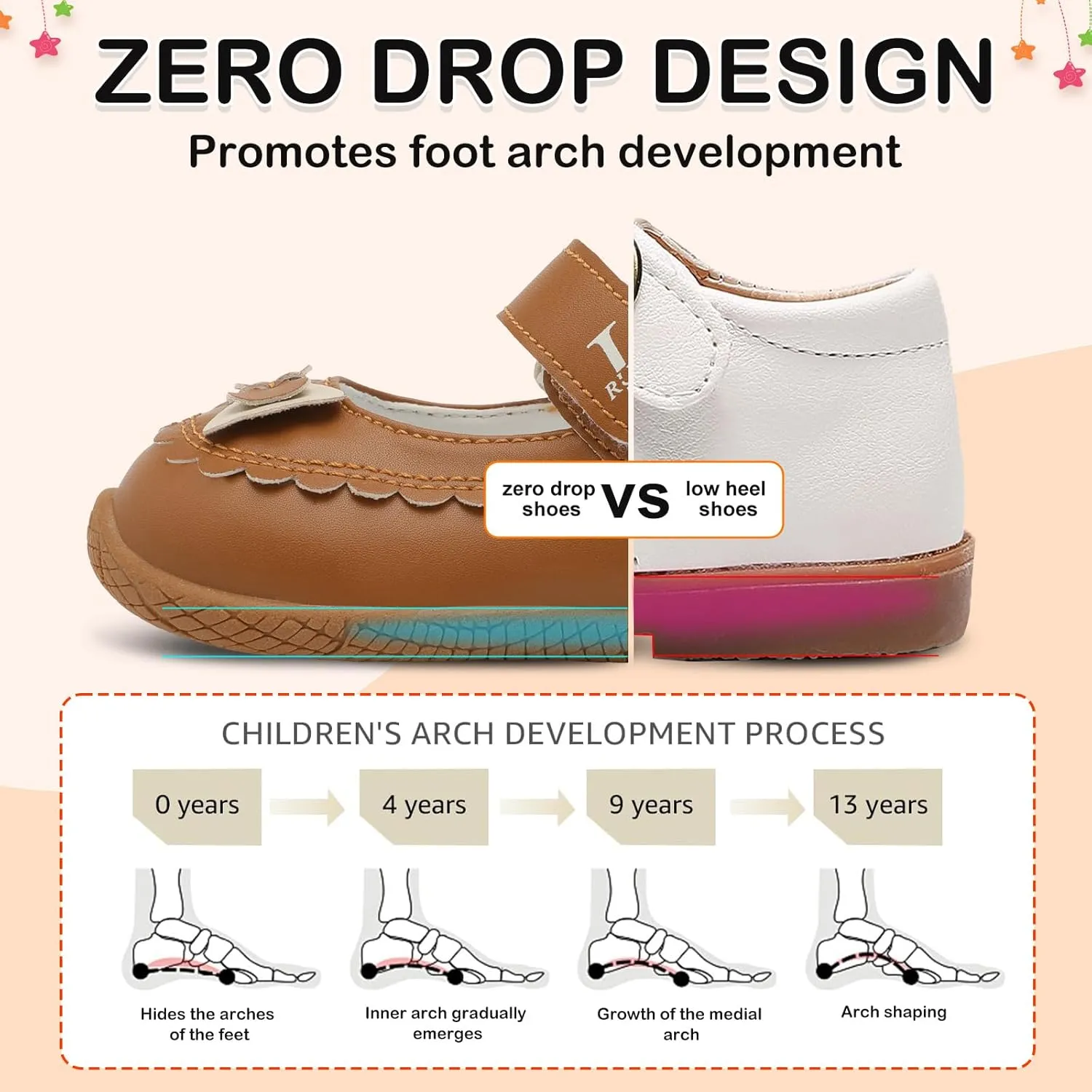 L-RUN Toddler Girl Mary Jane Dress Shoes Little Girls Uniform School Shoes Non-Slip Ballet Flats Flower Girls Shoes for Wedding Party Concert