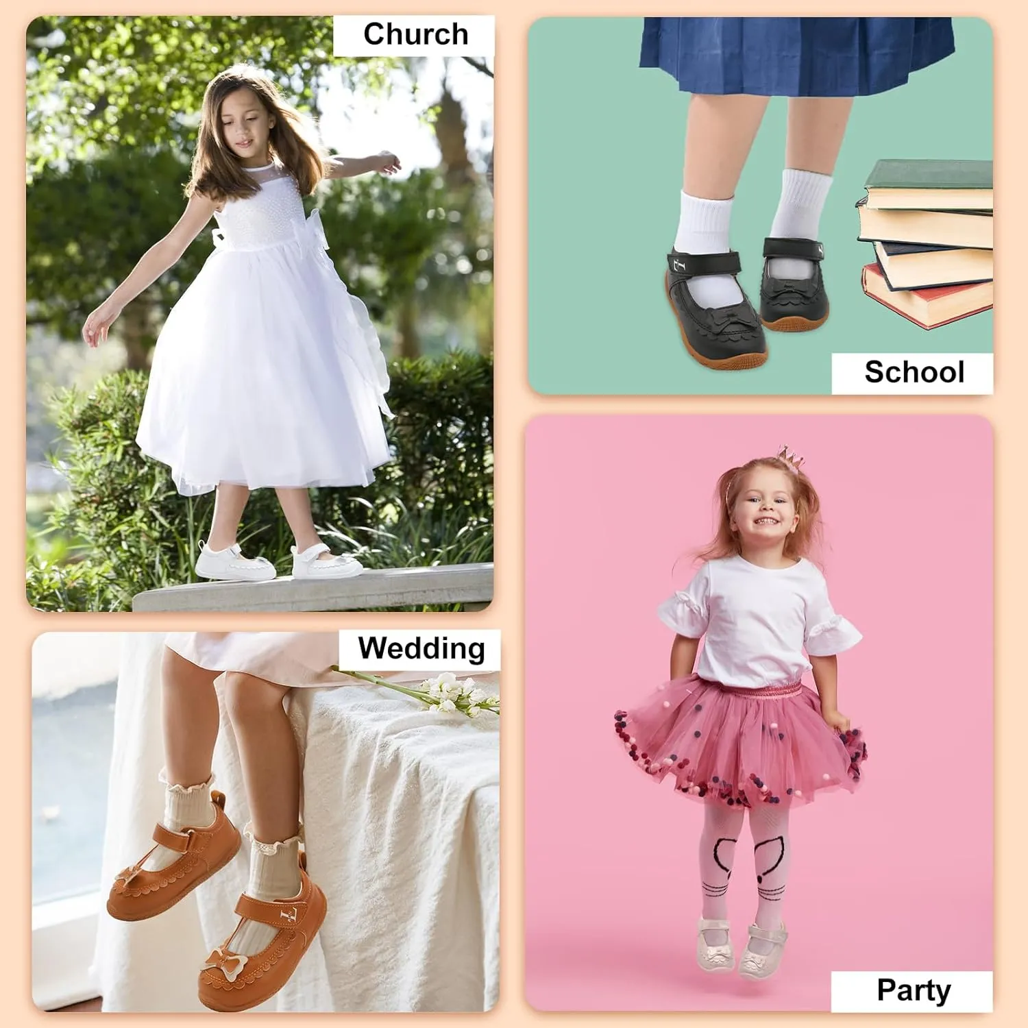 L-RUN Toddler Girl Mary Jane Dress Shoes Little Girls Uniform School Shoes Non-Slip Ballet Flats Flower Girls Shoes for Wedding Party Concert