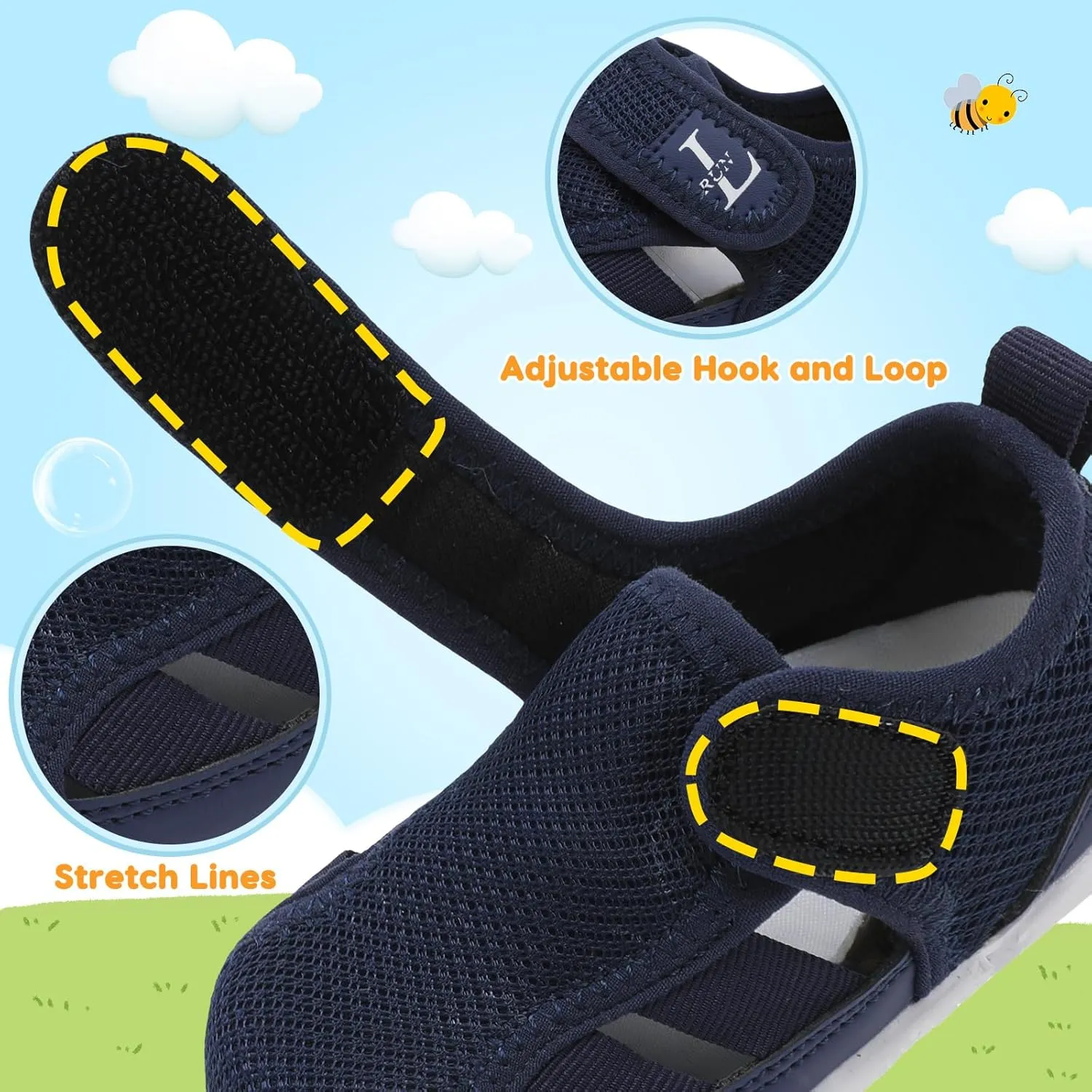 L-RUN Toddler Shoes Barefoot Kids Sneakers Wide Minimalist Boys Girls Summer Footwear for Indoor Outdoor Walking Running